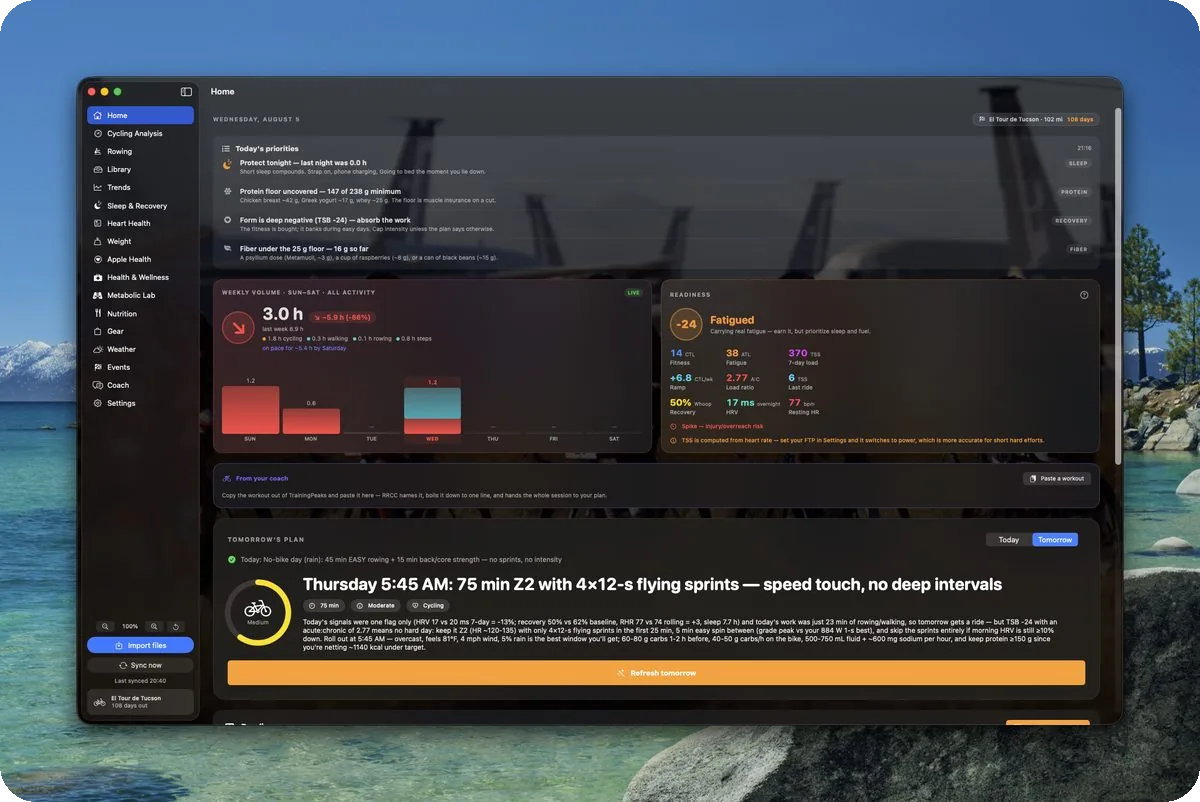 RRCC training dashboard on Mac